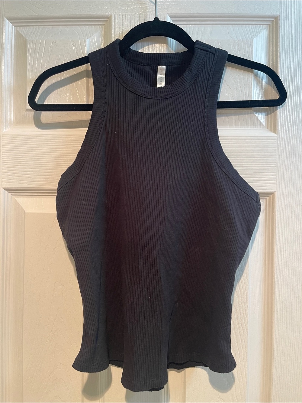 Fabletics Black Ribbed High-Neck Tank